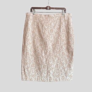 Vintage Escada Cream Textured Cotton Blend Pencil Skirt Size EU 44